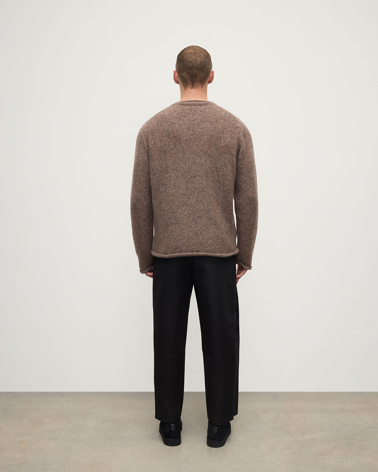 Brushed Cashmere Silk Brown Jumper - 4