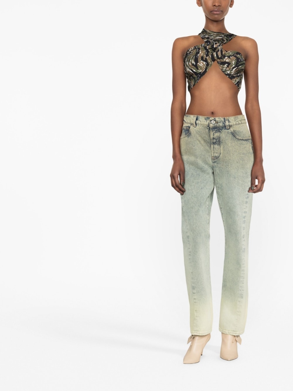 washed denim straight-leg jeans - 2