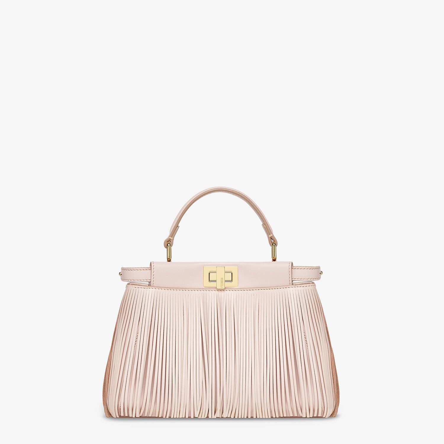 Pink leather bag with fringes - 1