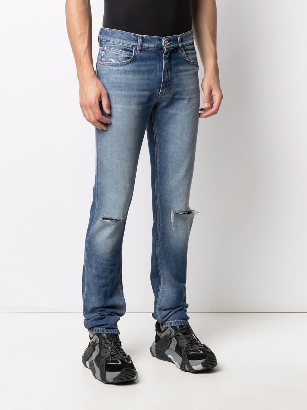 distressed-effect straight-leg jeans - 3