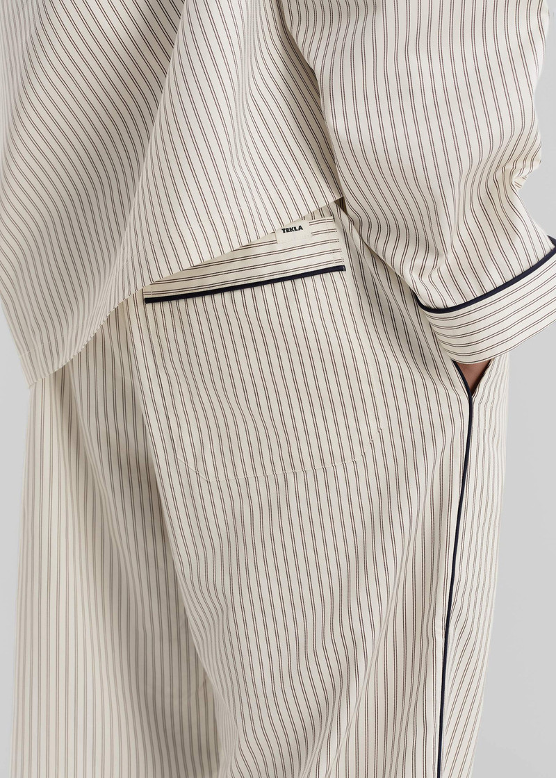 TEKLA Tekla Sateen Pyjama Pants - Brown Pinstripe outlook