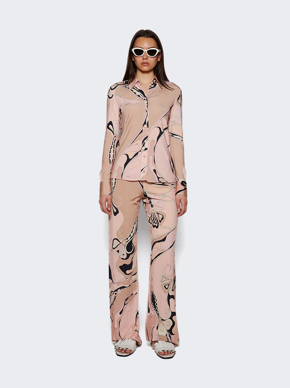 Orchidee Fitted Button Down Shirt Nude - 5