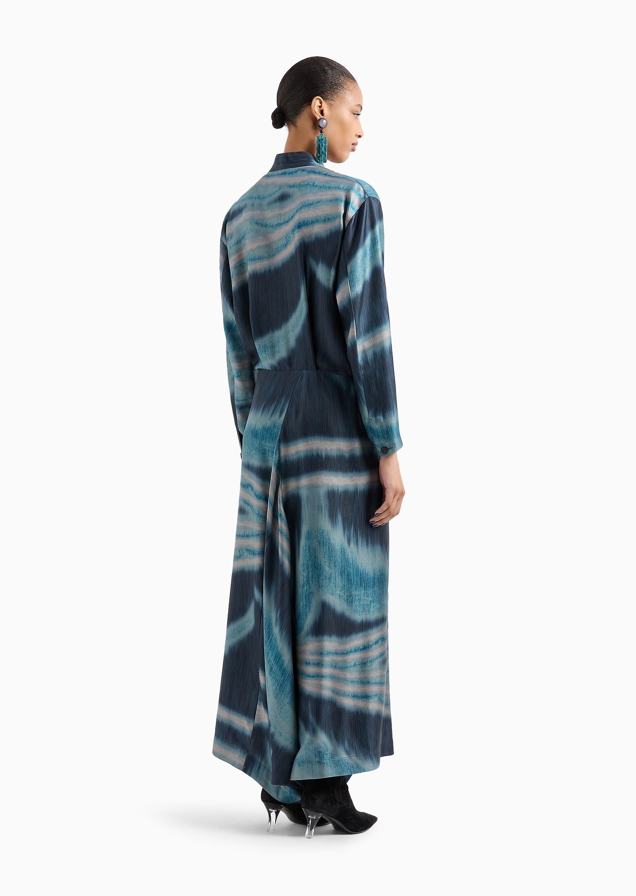 Silk twill dress with a gradient print - 3