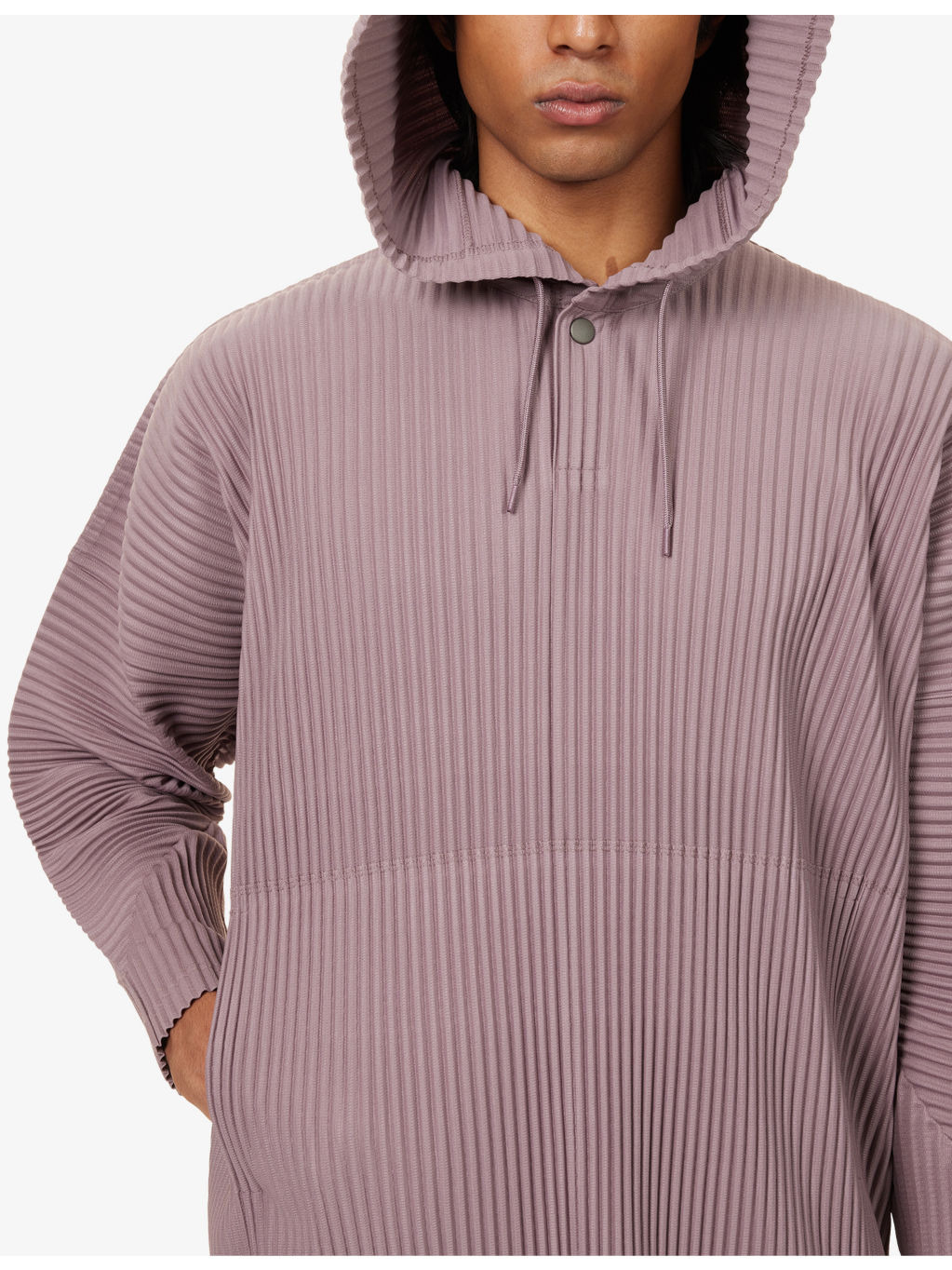 Color Pleats Relaxed-Fit Knitted Hoodie - 5