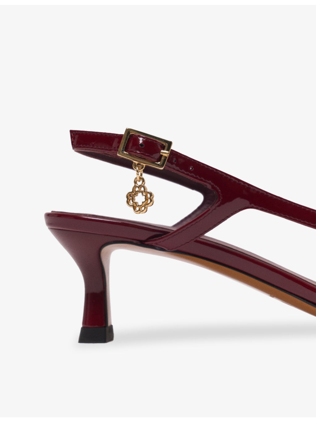 Clover-Charm Patent-Leather Slingback Courts - 6