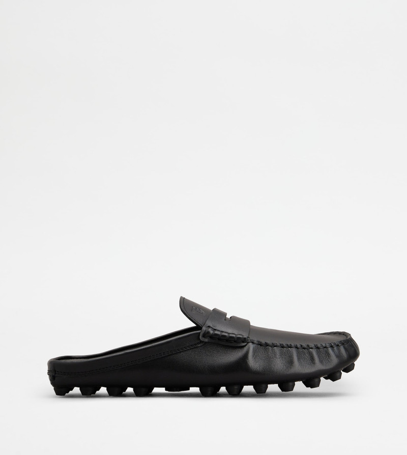 GOMMINO BUBBLE MULES IN LEATHER - BLACK 1