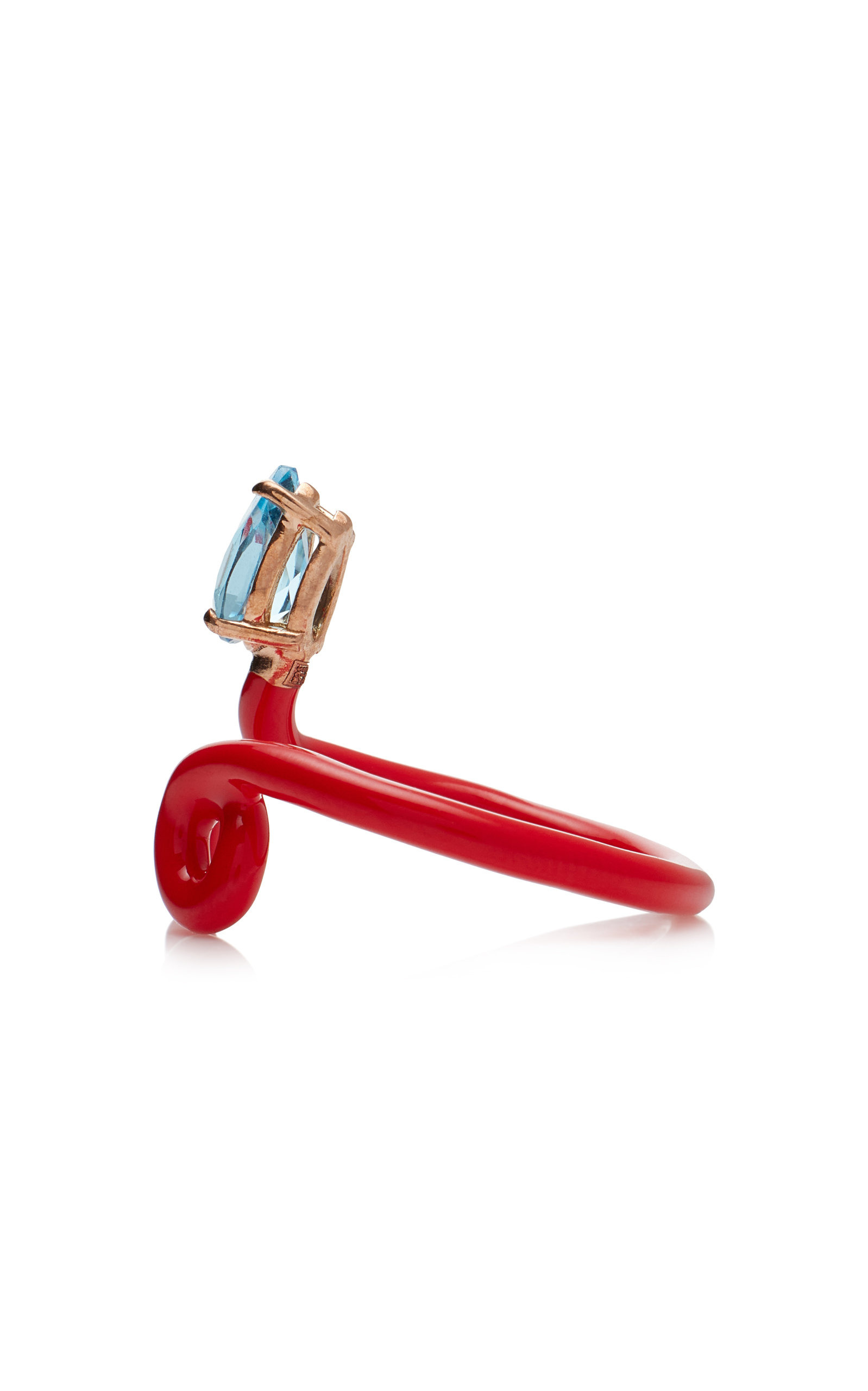 Baby Vine 9K Rose Gold, Topaz, And Enamel Ring red - 4