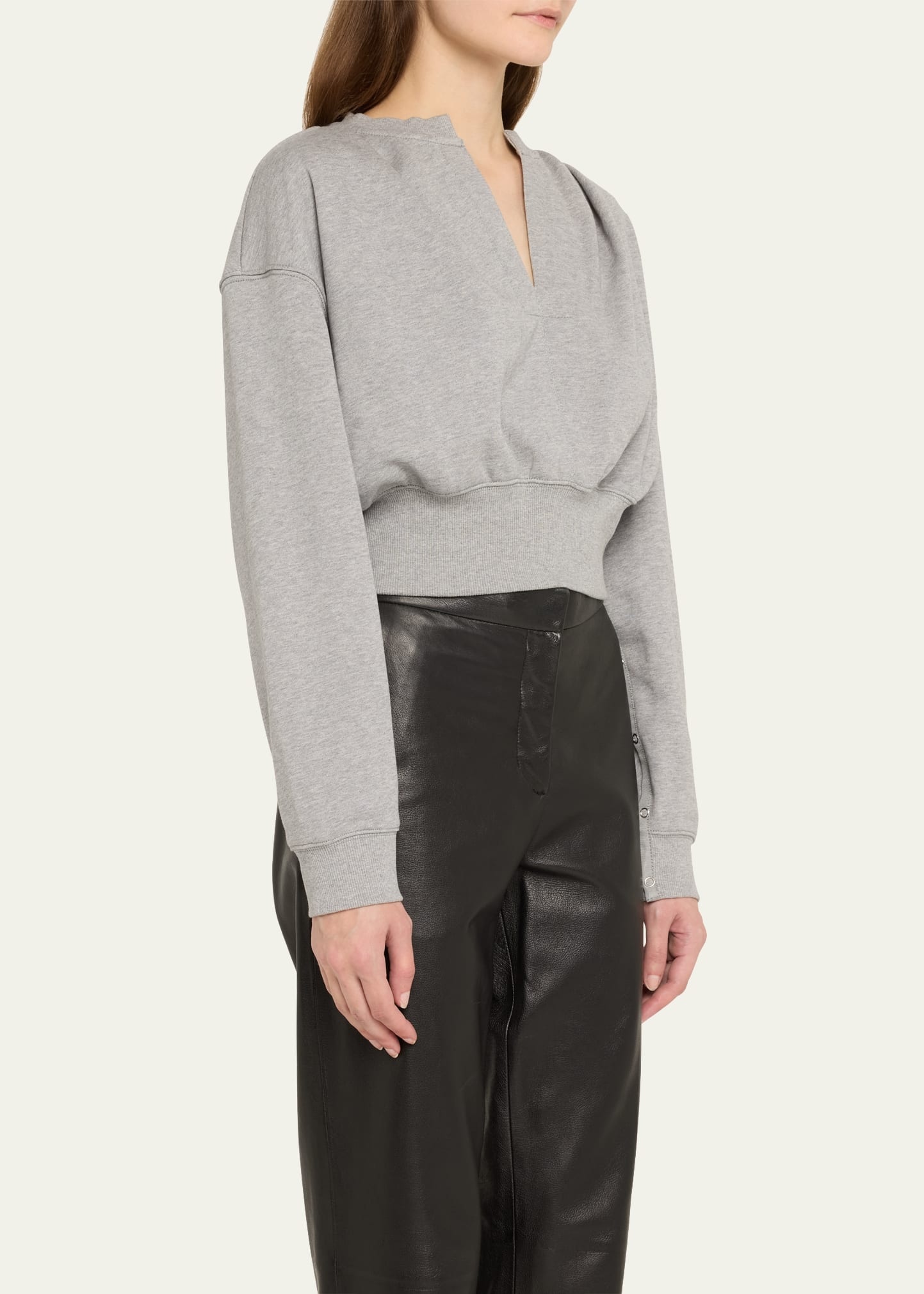 Cropped Sweatshirt with Inseam Snaps - 4