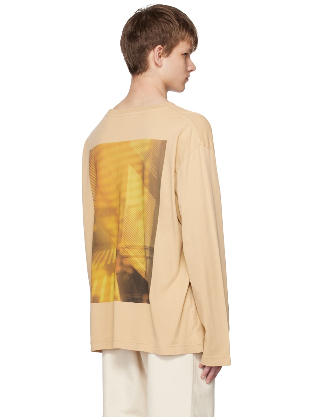 Beige Flame Clean Long Sleeve T-Shirt - 3