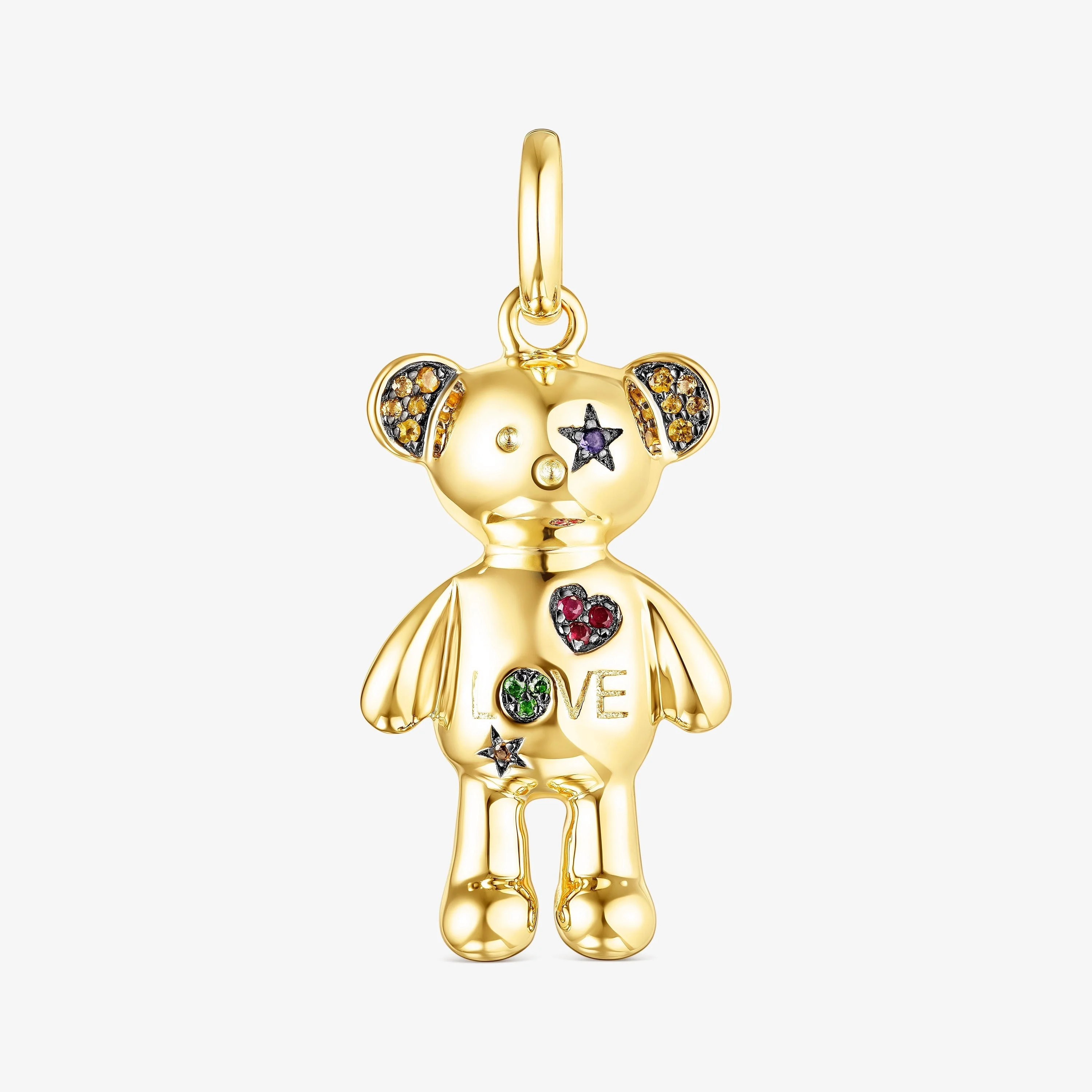 18K gold vermeil Teddy Bear Stars Pendant with Gemstones - 1