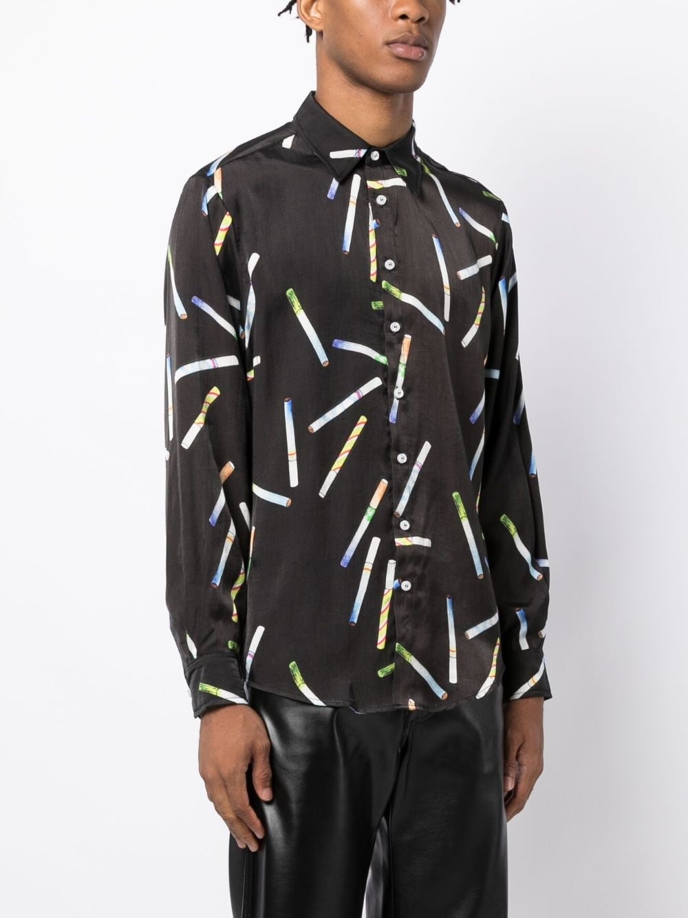 graphic-print button-down shirt - 3