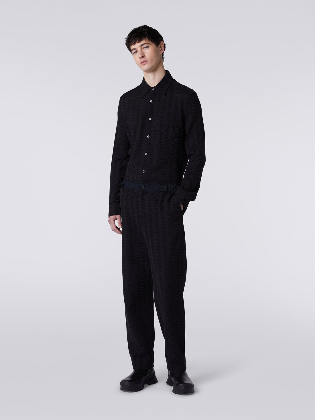 Classic cotton and viscose zigzag trousers - 2
