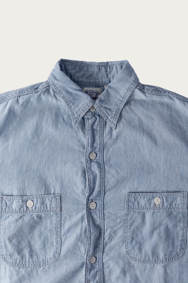 orSlow Relax Fit Chambray Work Shirt - Chambray Bleached outlook