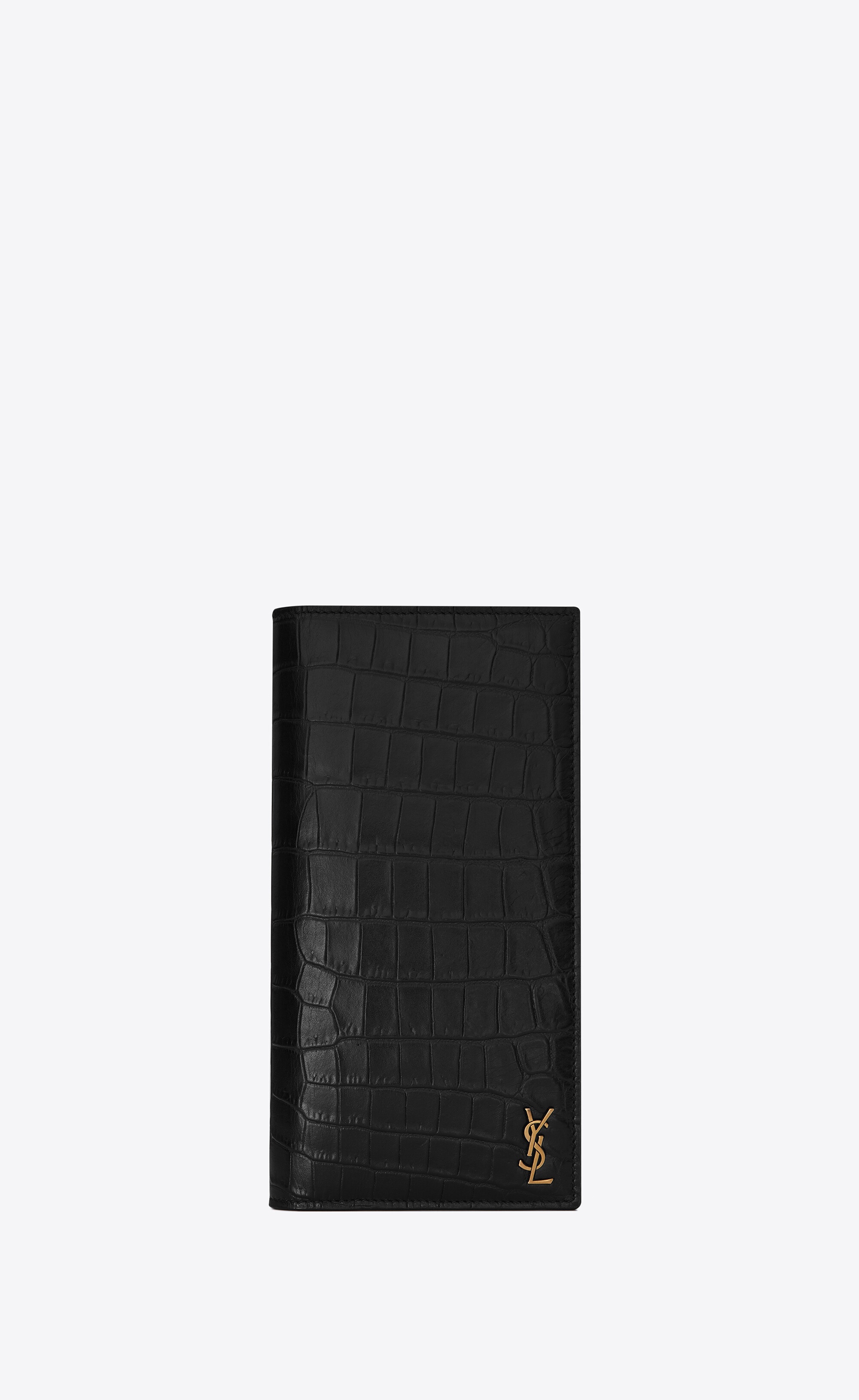 tiny monogram continental wallet in crocodile embossed matte leather - 1