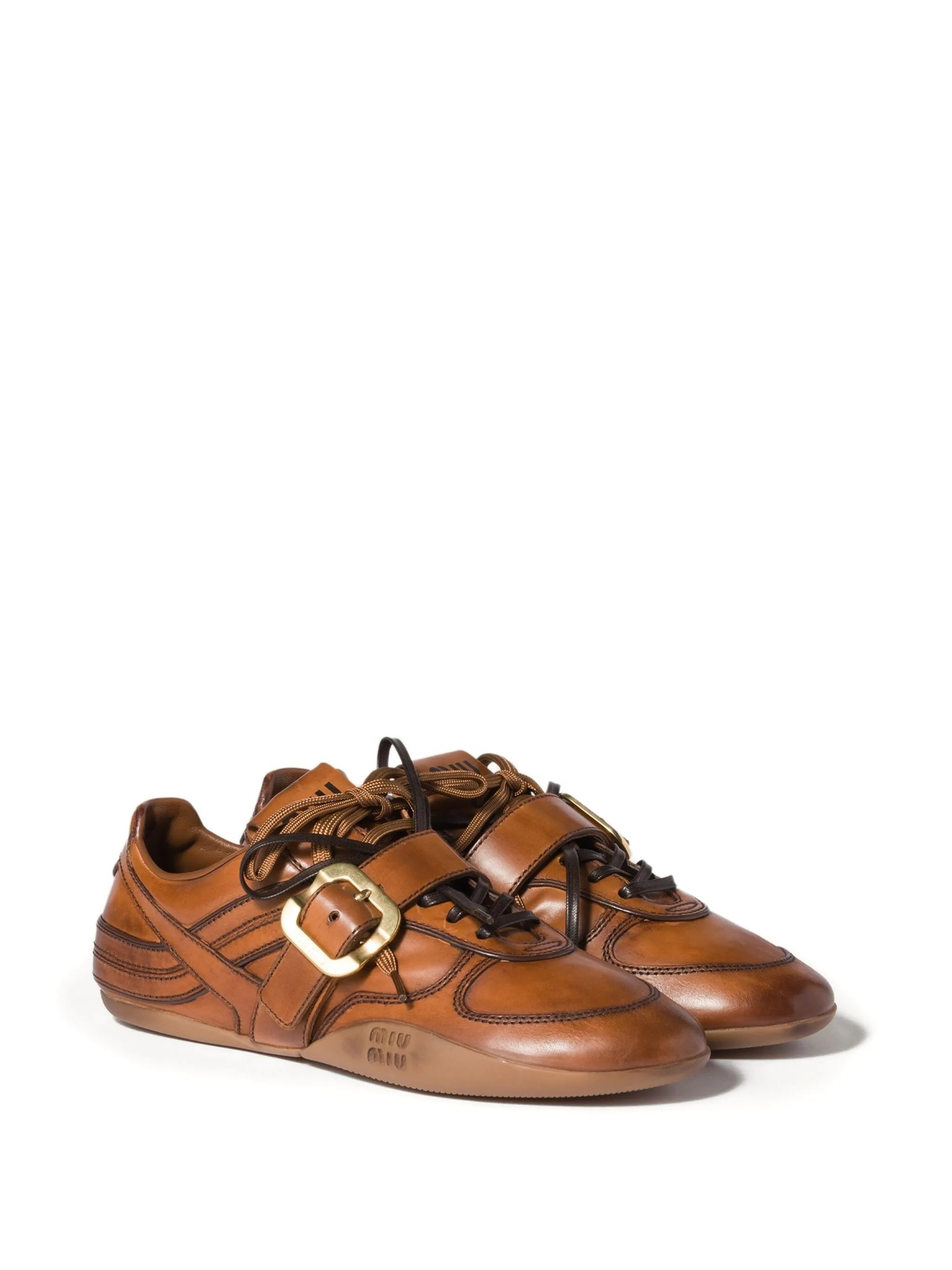 MIU MIU - Women Leather Buckle Sneakers - 3