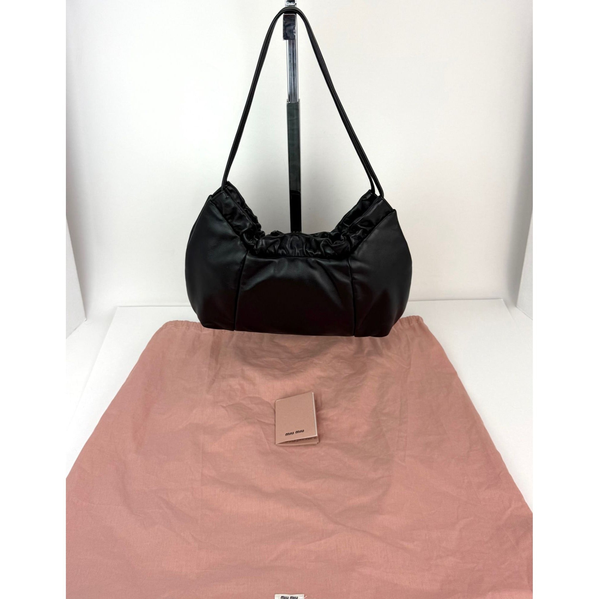 Miu Miu Nappa Black Leather Hobo Bag - 5
