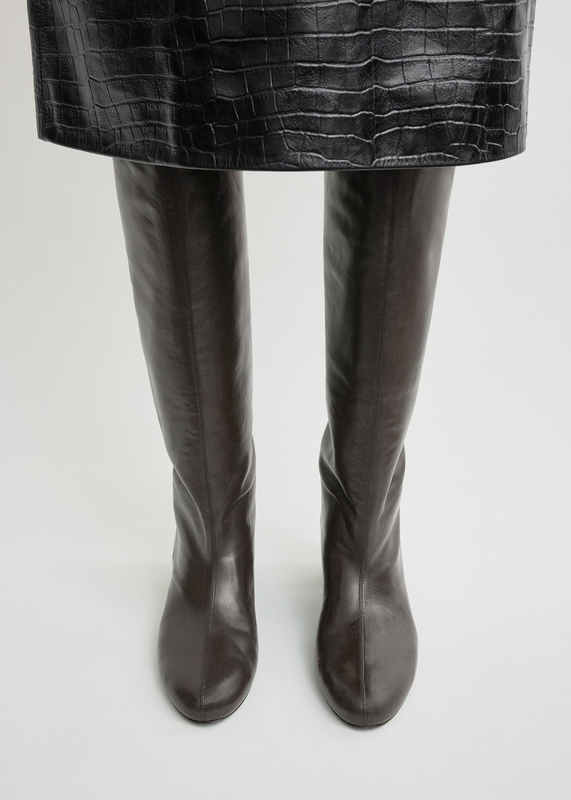 TOTEME Downtown nappa knee-high boots brown outlook