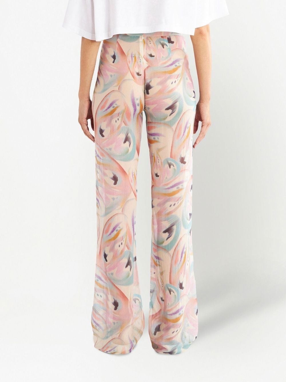 butterfly-print flared trousers - 4