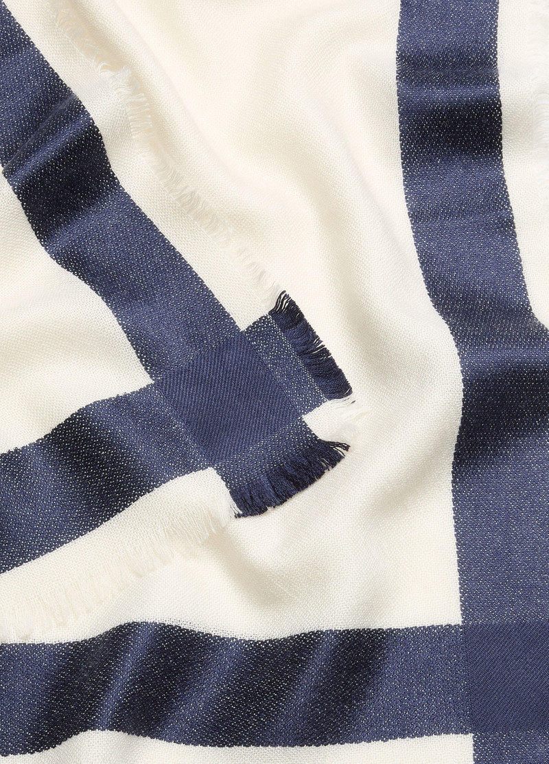 Vince Border-Stripe Cashmere-Silk Satin Scarf outlook