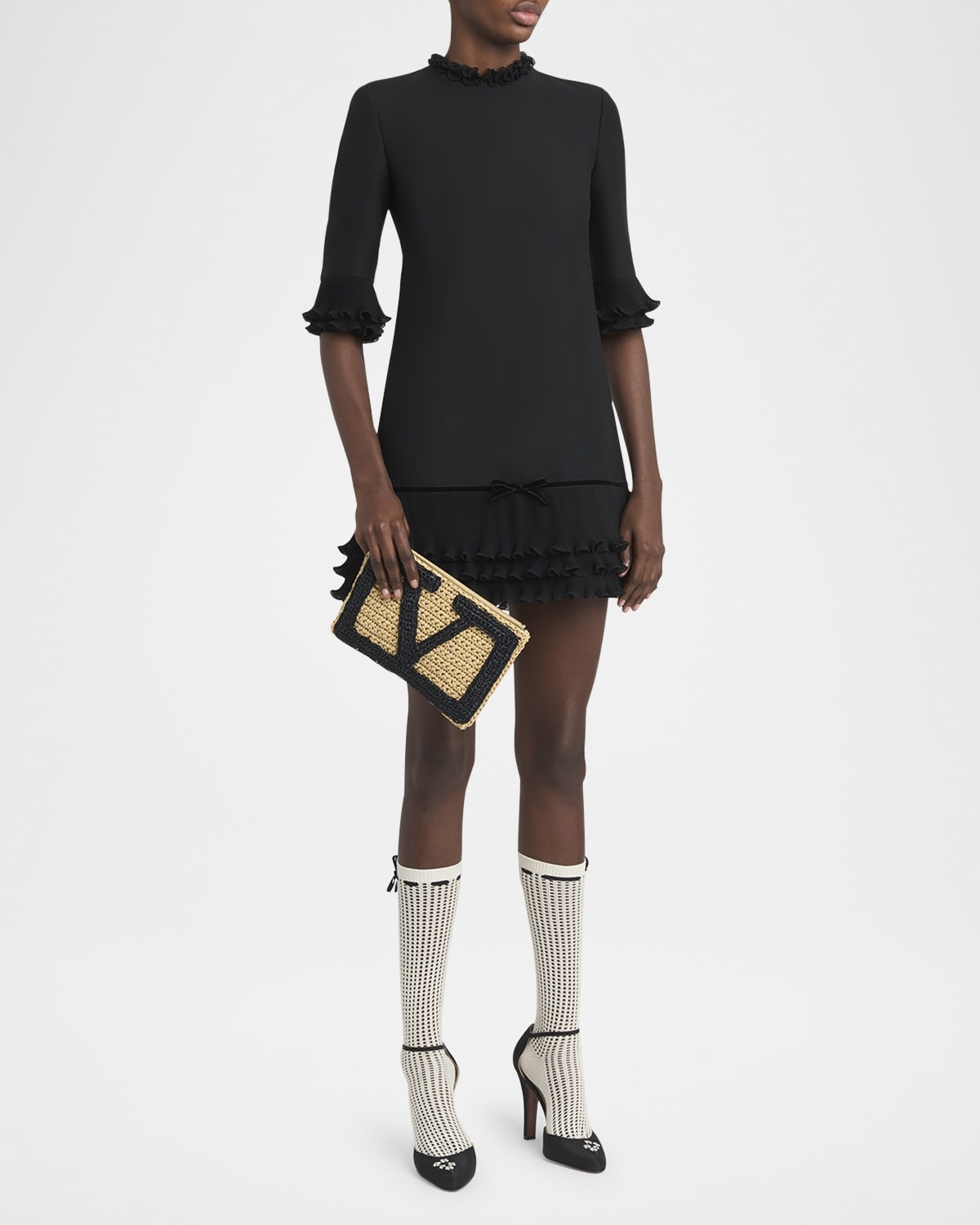 Valentino Viva Superstar VLOGO Crochet Clutch Bag