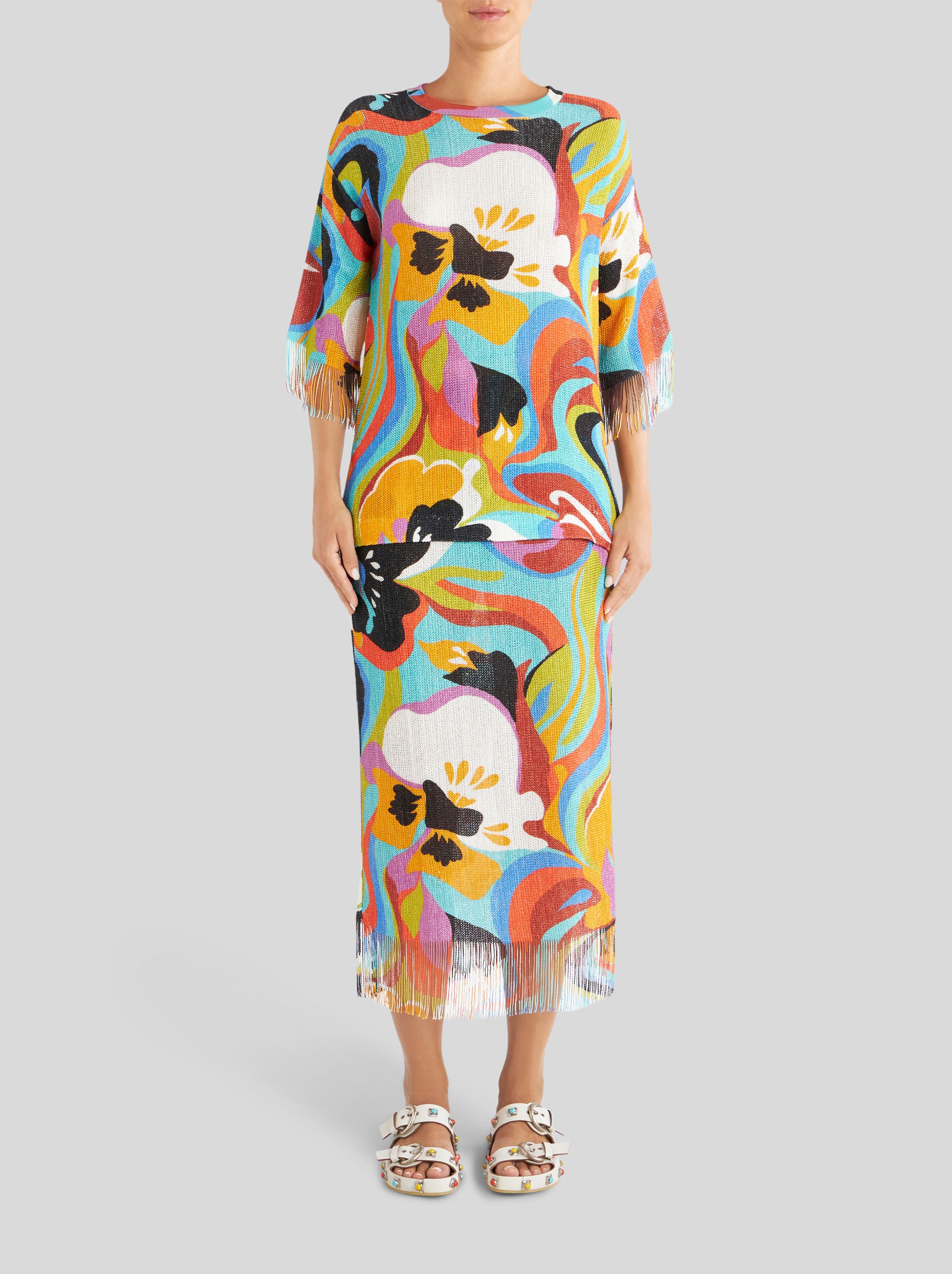 FLORAL PRINT JUMPER WITH FRINGES - 3