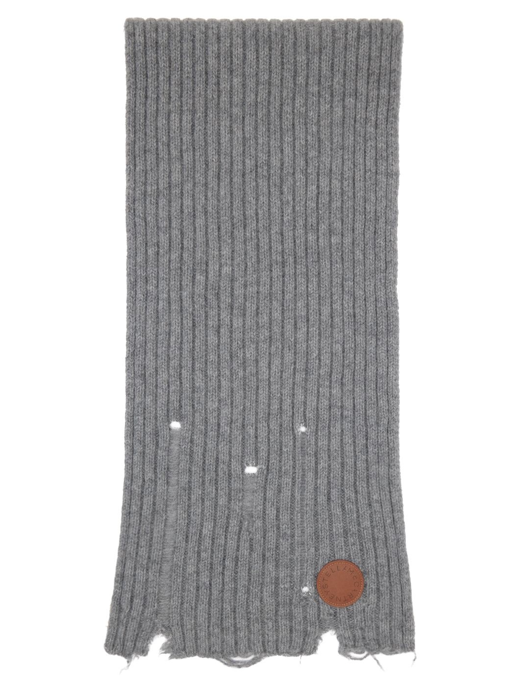 Gray Distressed Alpaca Knit Scarf - 1