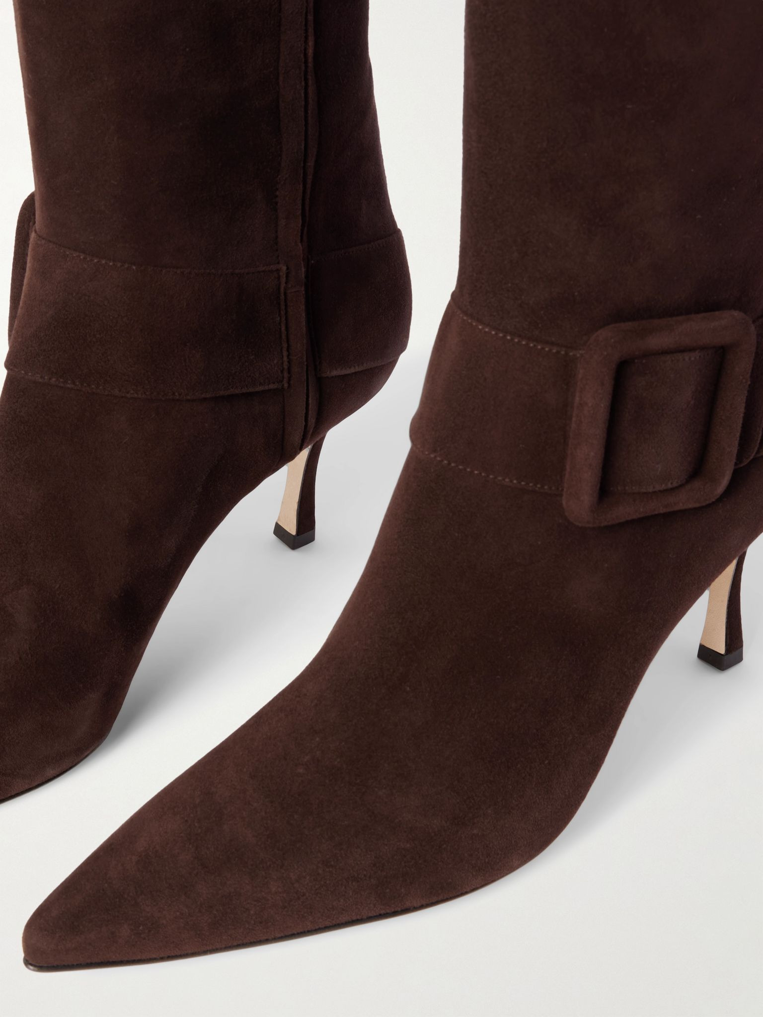 Bayhi 70 buckle-embellished suede knee boots Dark brown - 4