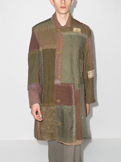 By Walid Rufus single-breasted patchwork coat outlook