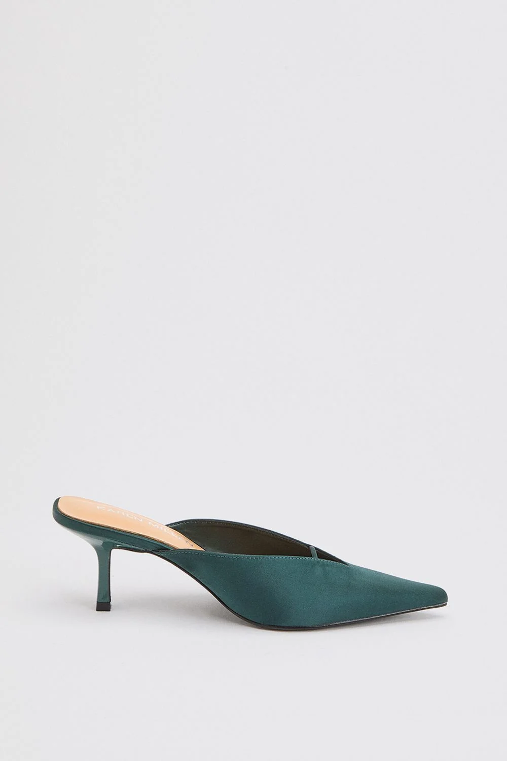 Satin Closed Toe Heeled Mules - 1