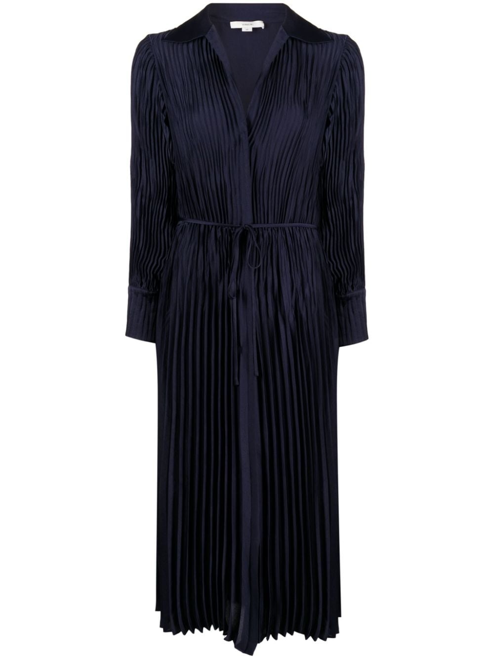 long-sleeve pleated shirtdress - 1