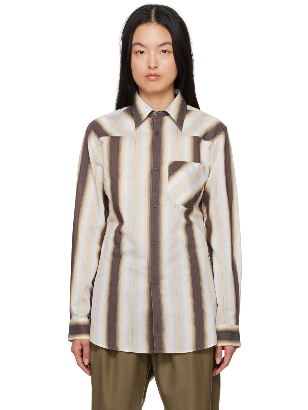 Brown & Orange Stripe Shirt - 1
