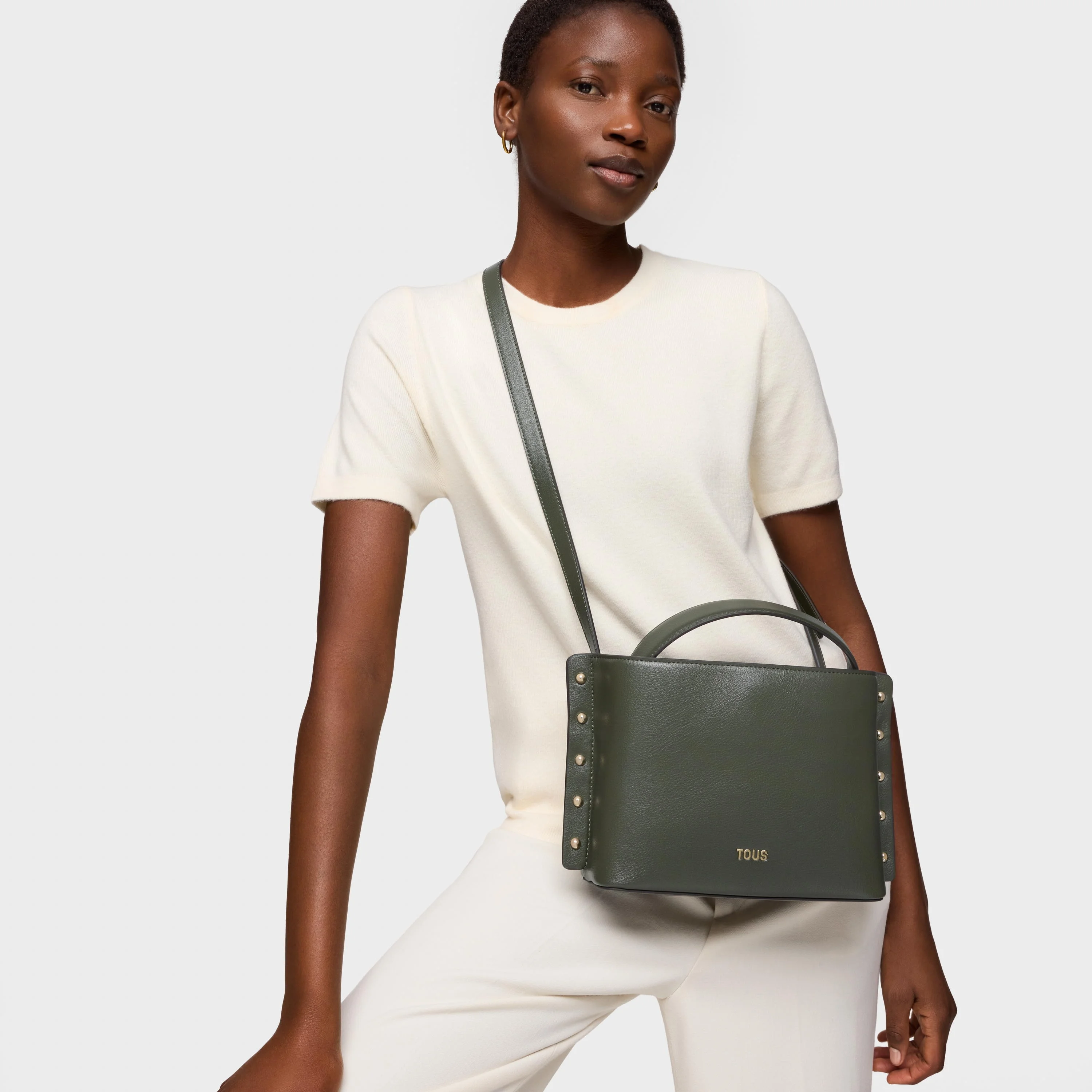 Medium khaki Crossbody bag TOUS Jewelry Studs - 1