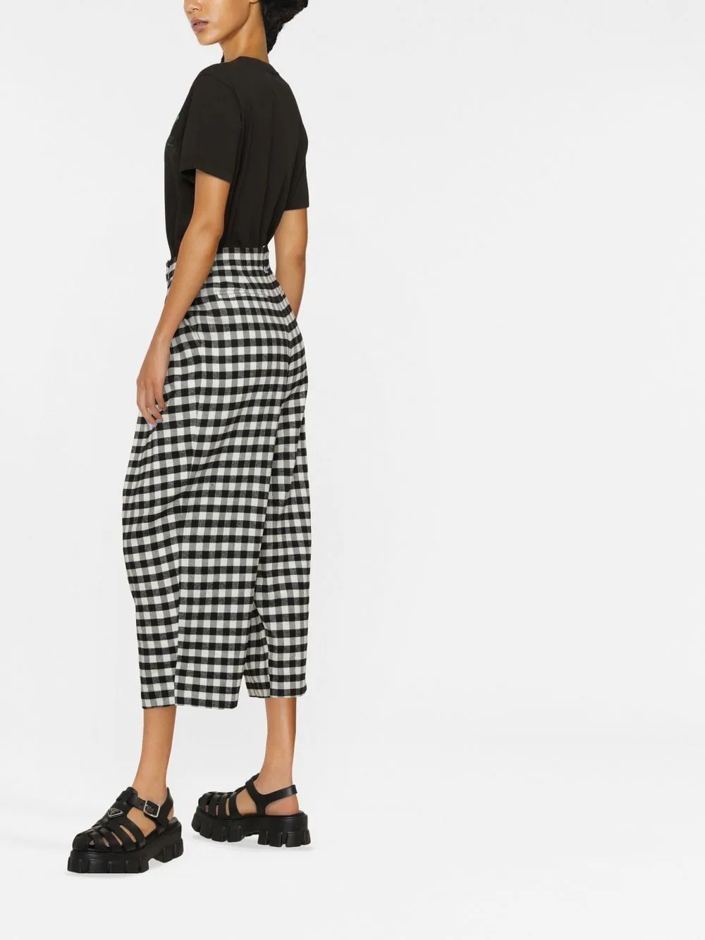 checkerboard-print culotte-length trousers - 4