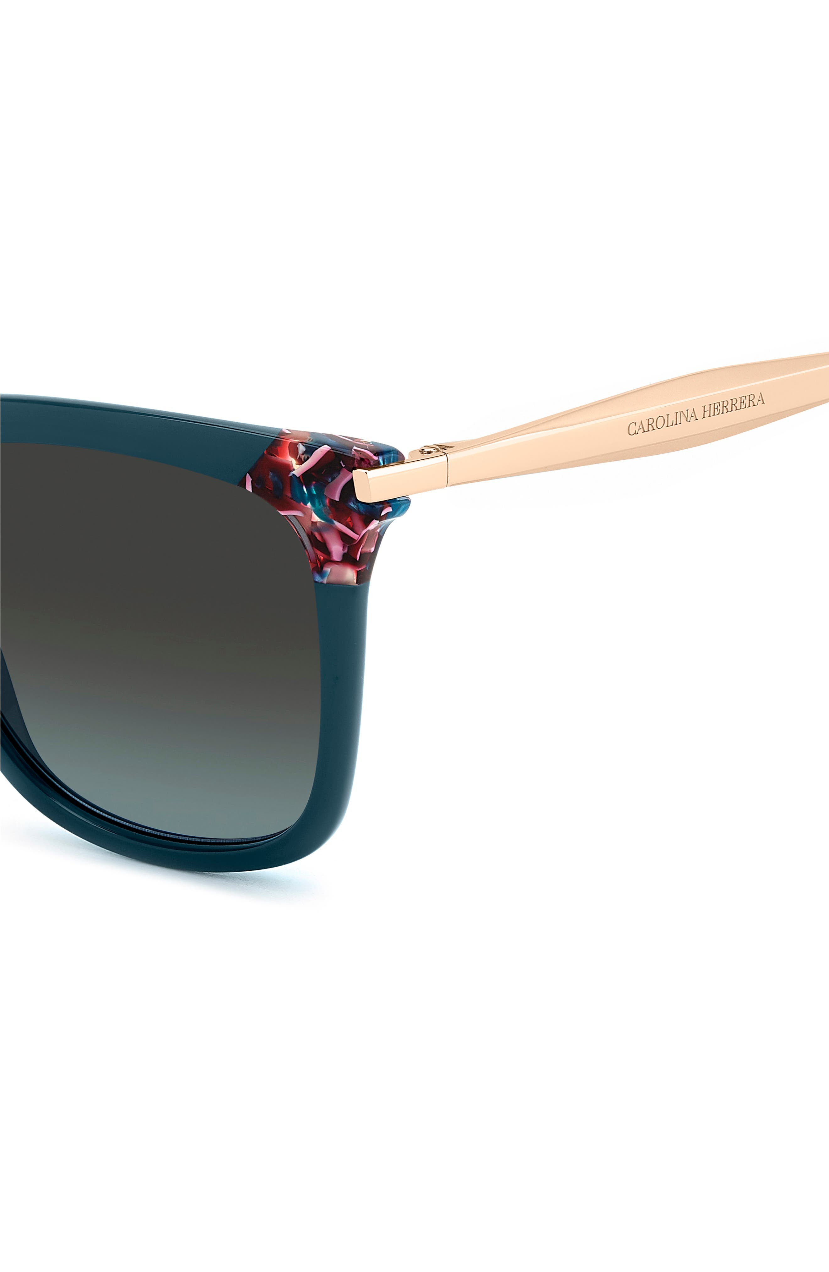 Carolina Herrera 53mm Rectangular Sunglasses in Teal/Grey Petrol at Nordstrom - 3