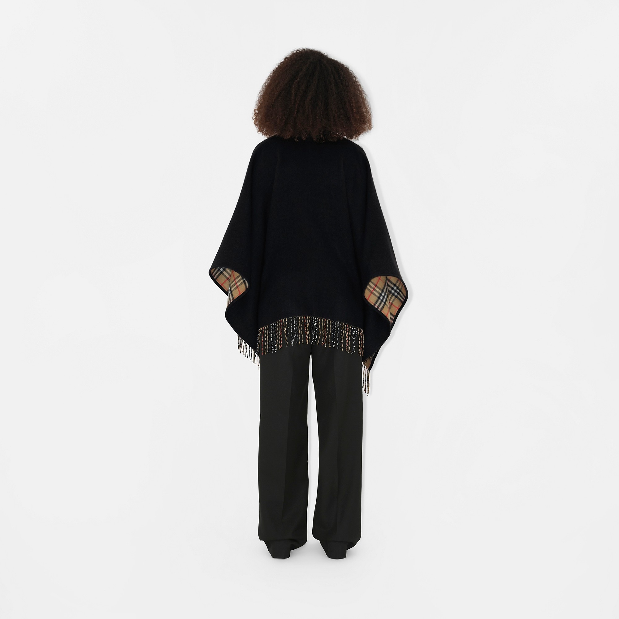 Check Wool Reversible Cape - 8