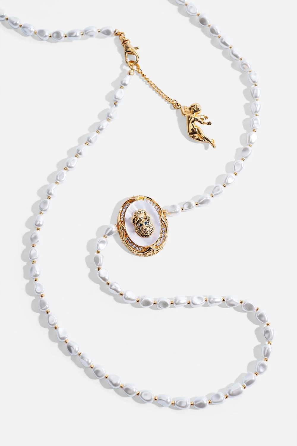 QUEEN OF CHARMS WRAP PEARL NECKLACE GOLD - 1