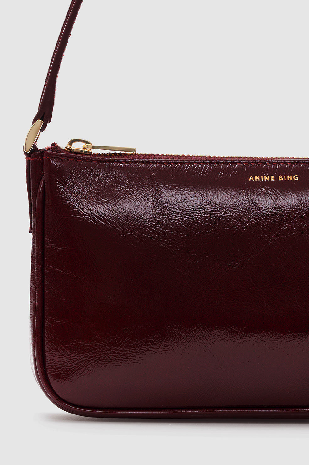 Mini Elly Bag - Oxblood Crinkled Patent - 5