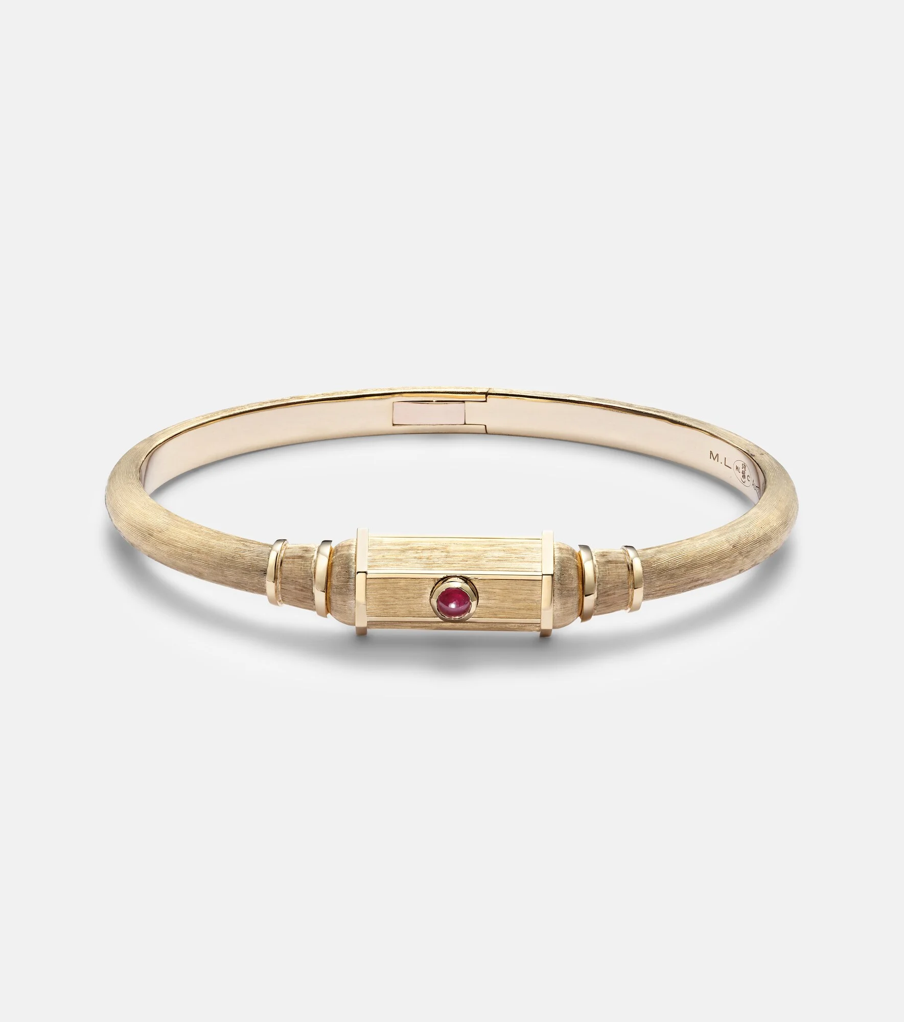 Baby 18kt gold (750/1000) locket bangle with ruby - 1