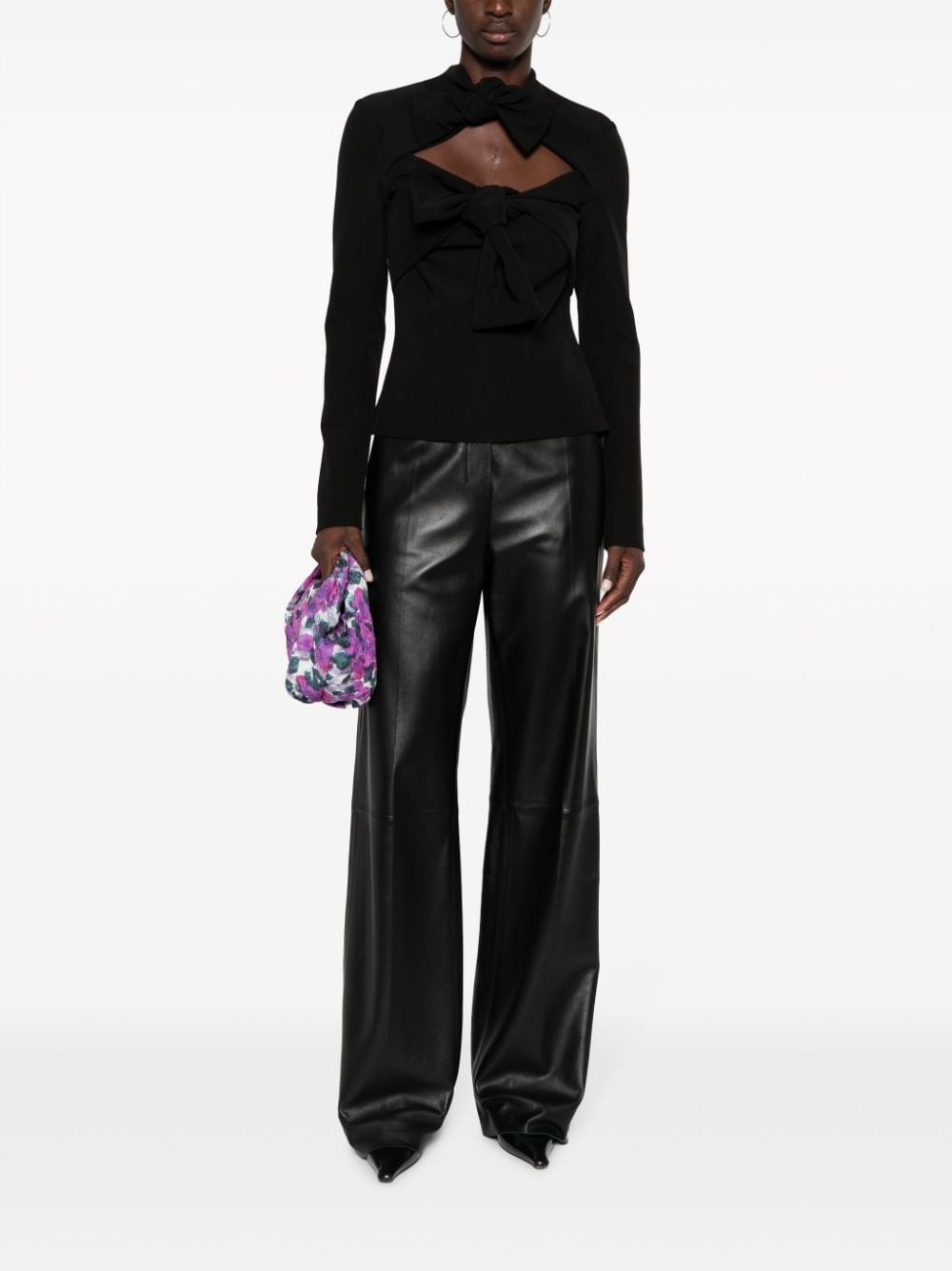 bow-detail long-sleeve top - 2