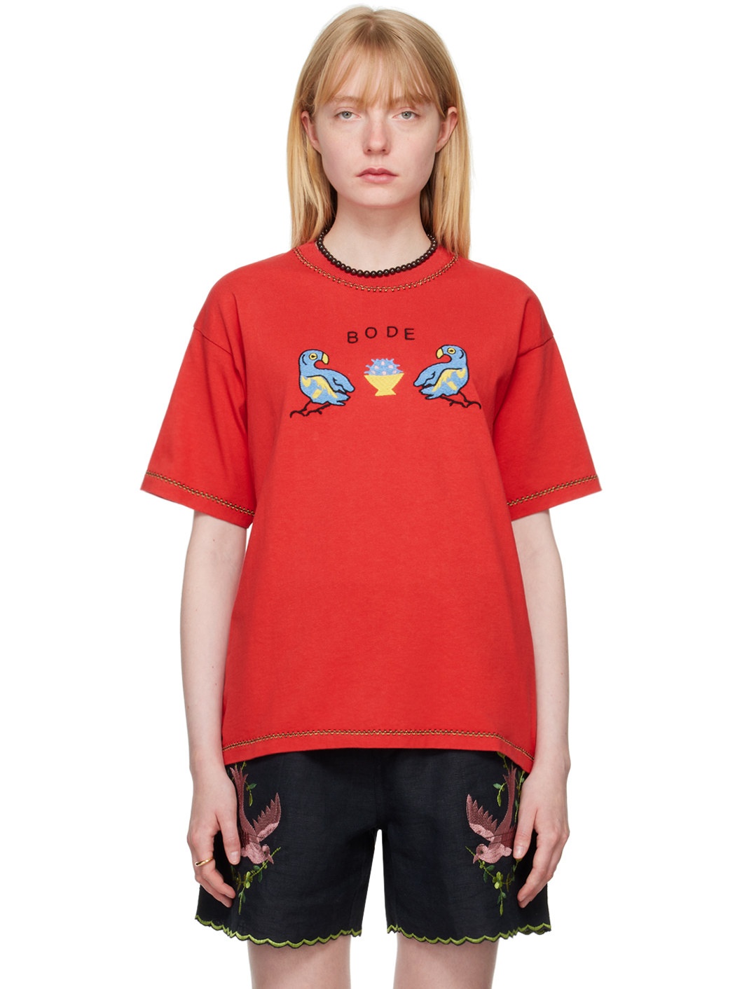 Red Twin Parakeet T-Shirt - 1