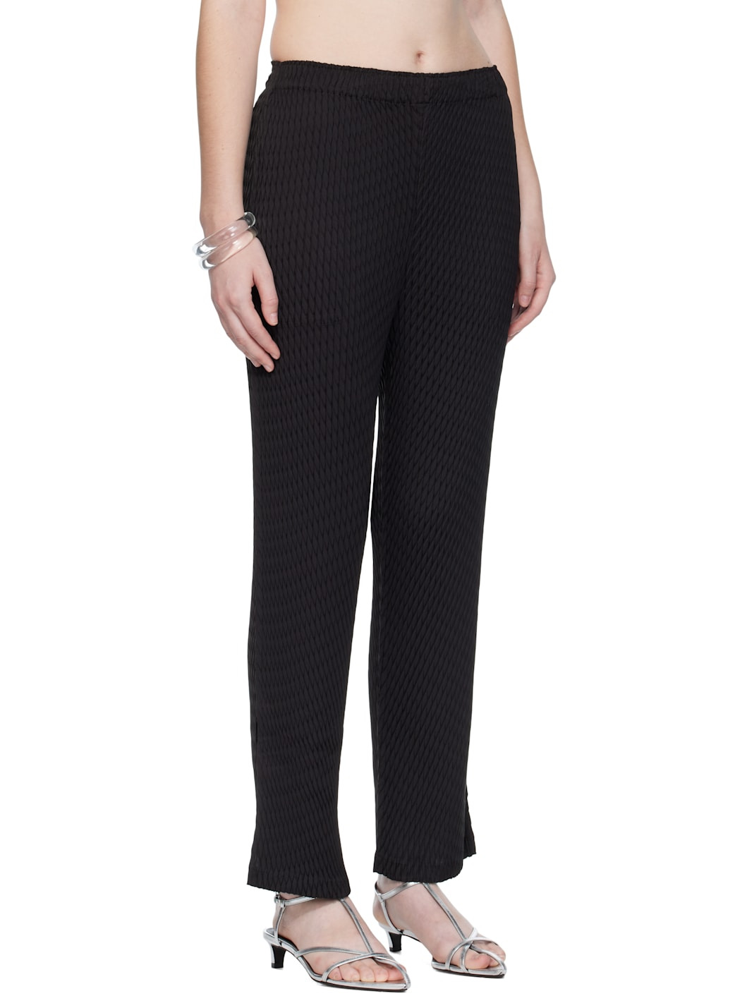 Black Sleek Pleats Trousers - 2