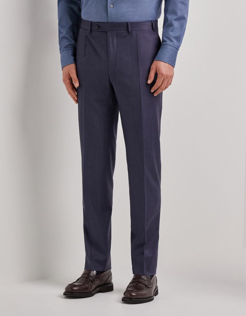 LIGHT BLUE DENIM-EFFECT WOOL REGULAR-FIT SUIT 35