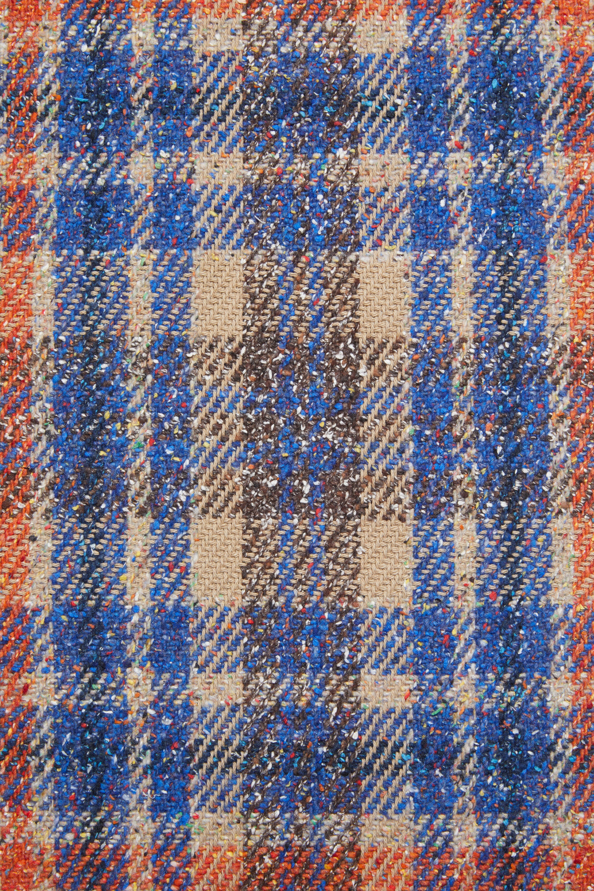 Plaid fringe scarf - Beige/blue - 5