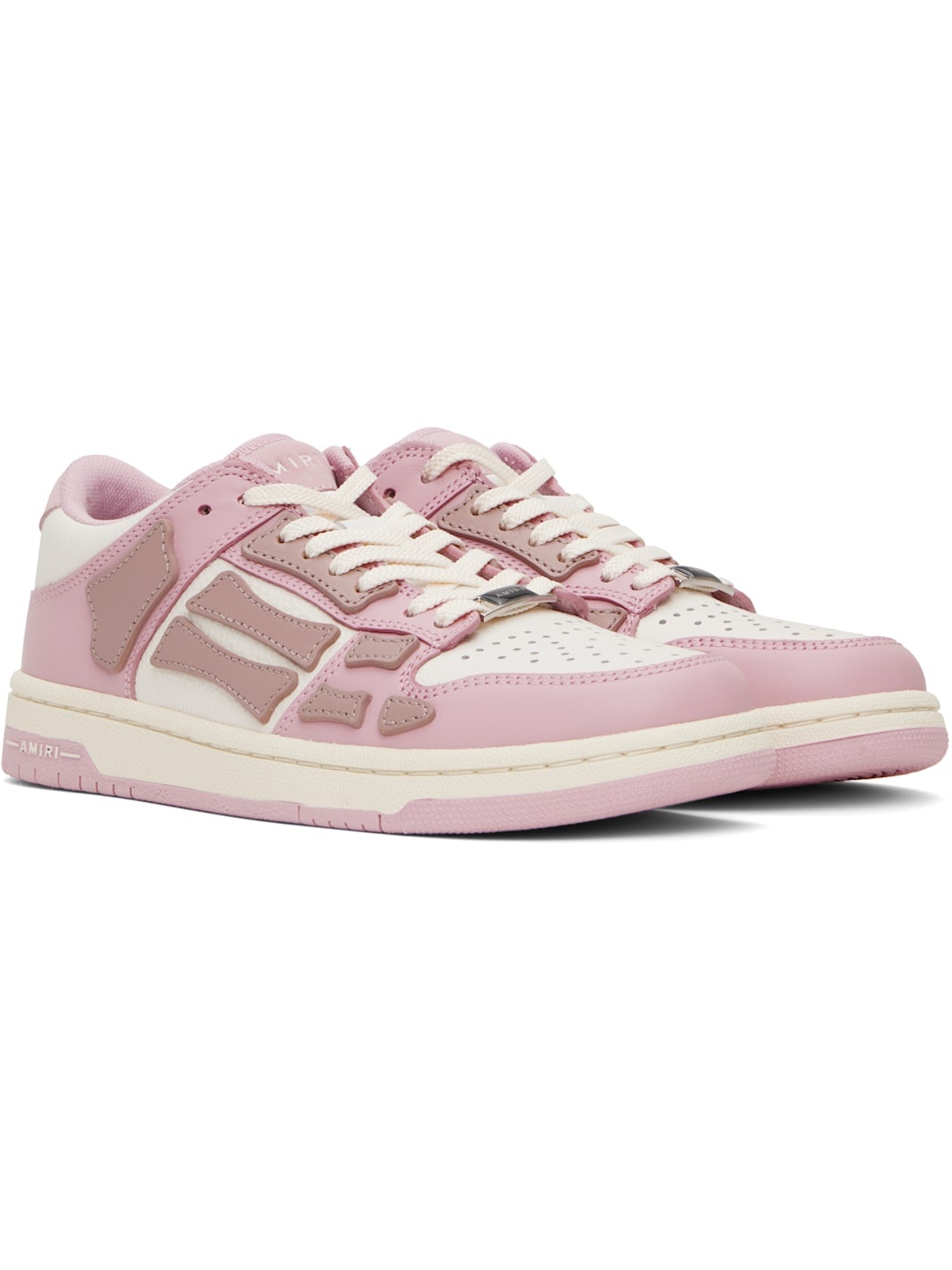 White & Pink Skel-Top Low Sneakers - 4