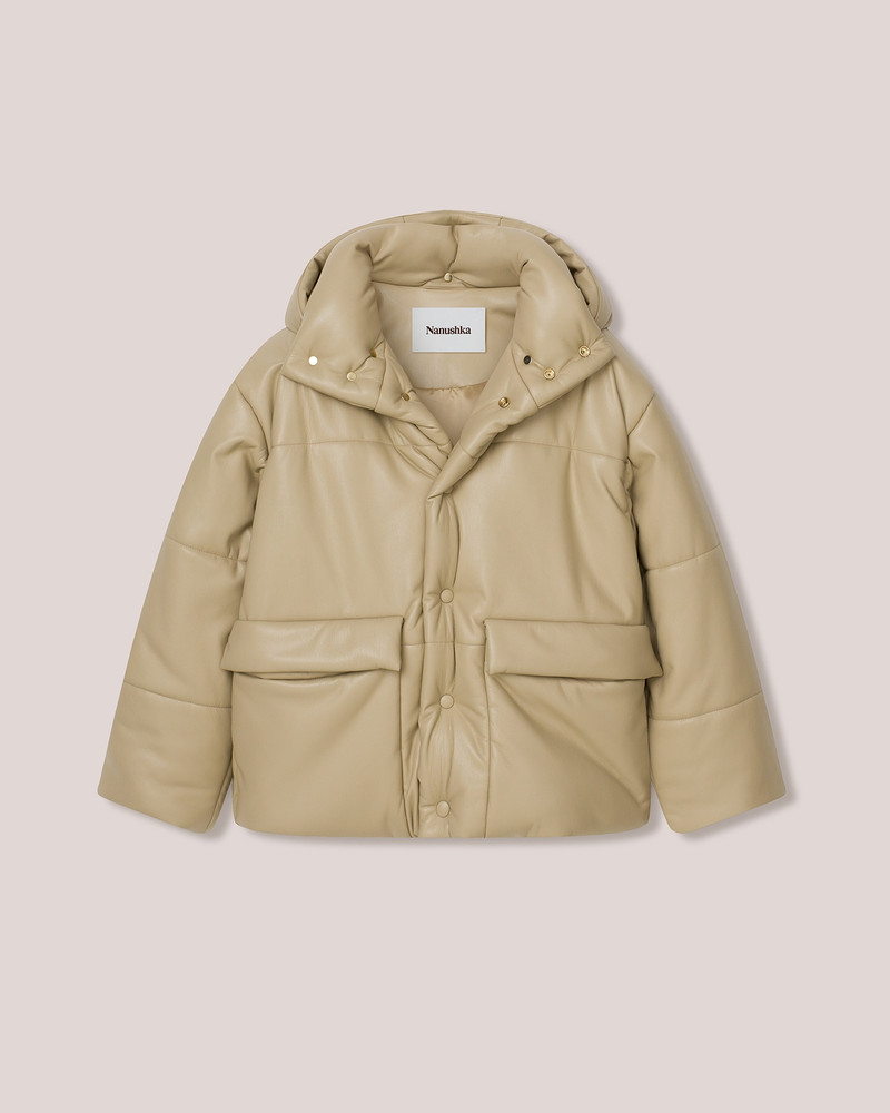 HIDE - Vegan leather puffer coat- Pebble 1
