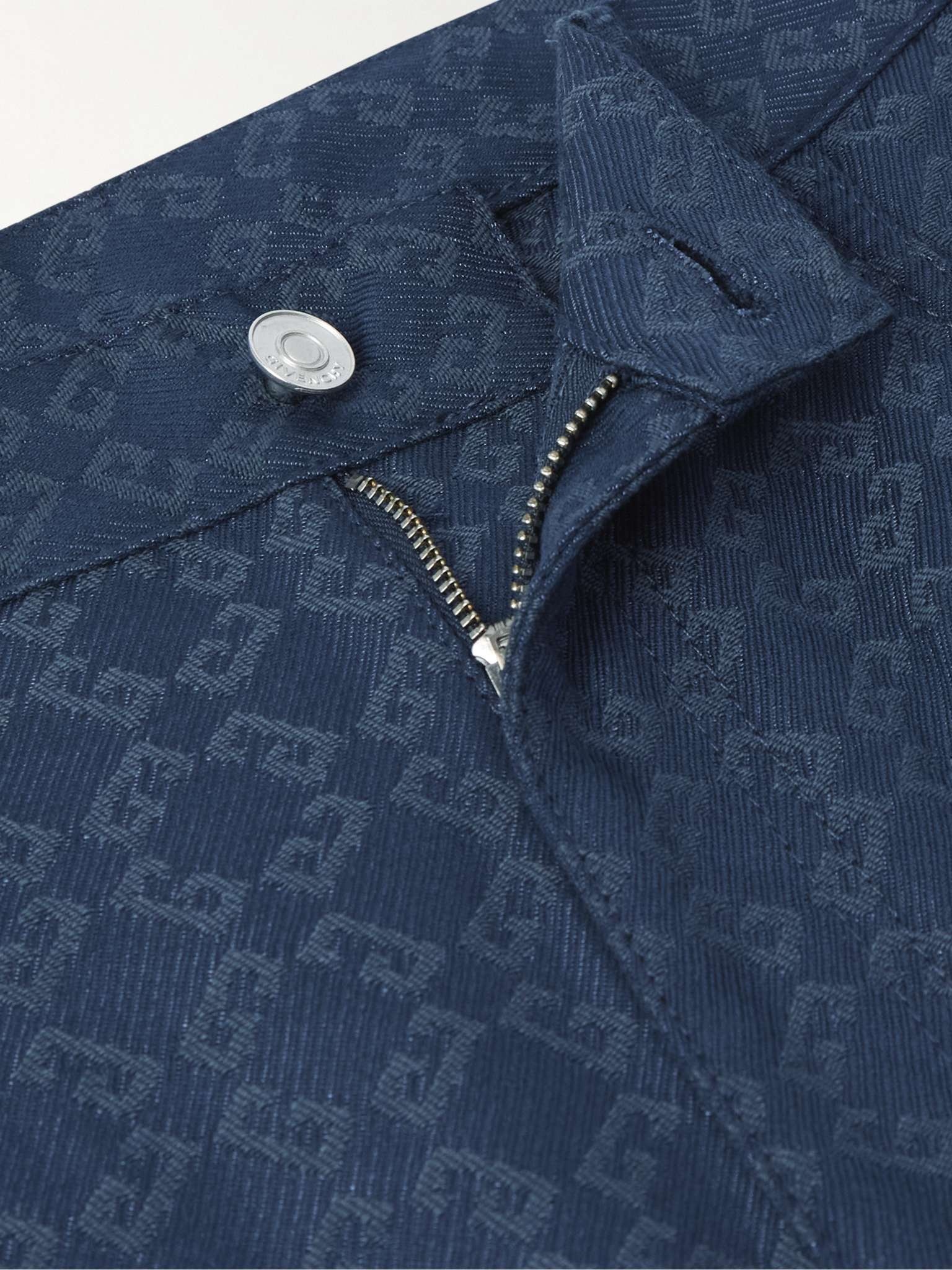 Straight-Leg Logo-Jacquard Cotton-Blend Trousers - 6