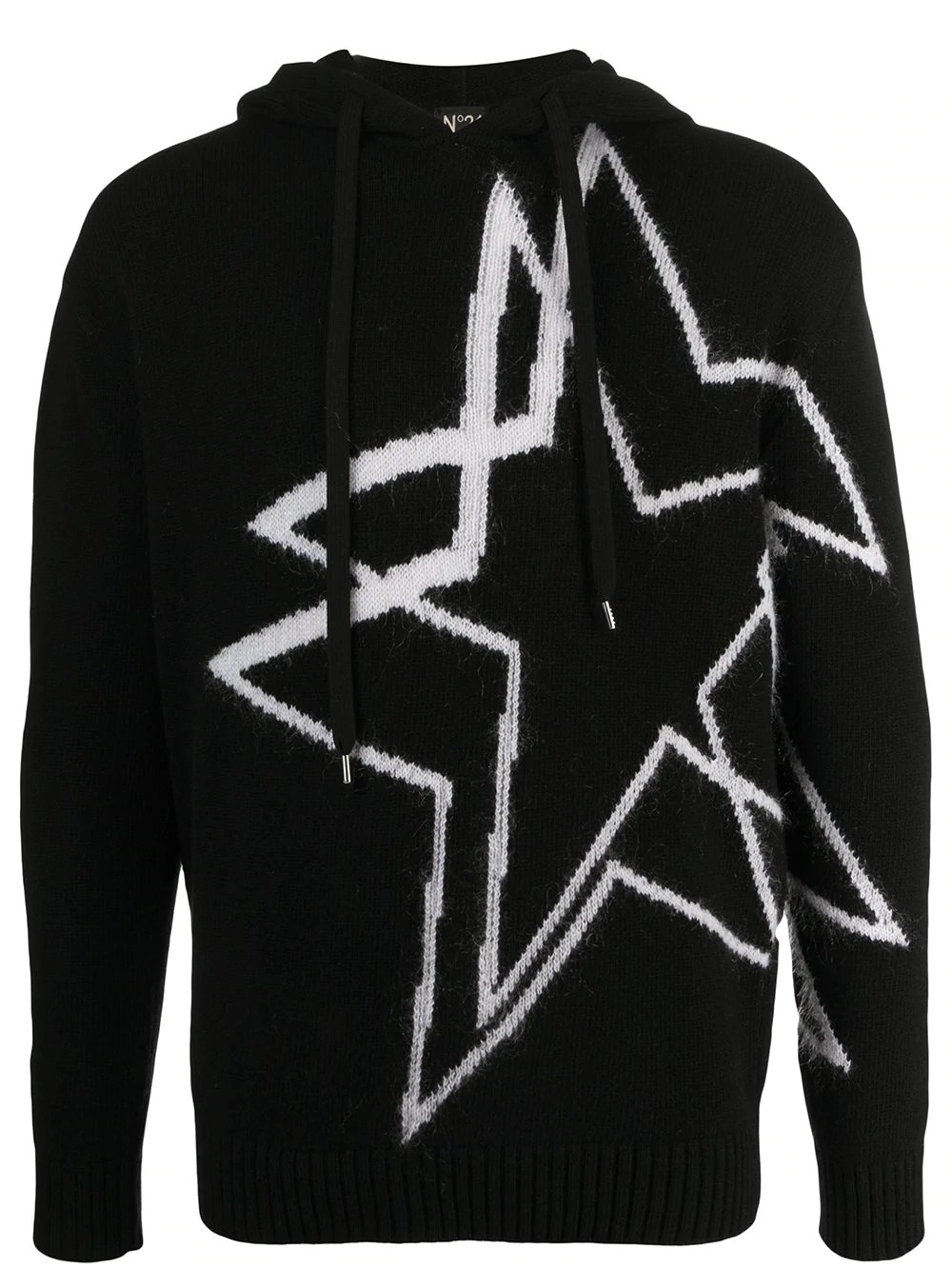 star intarsia knitted hoodie - 1