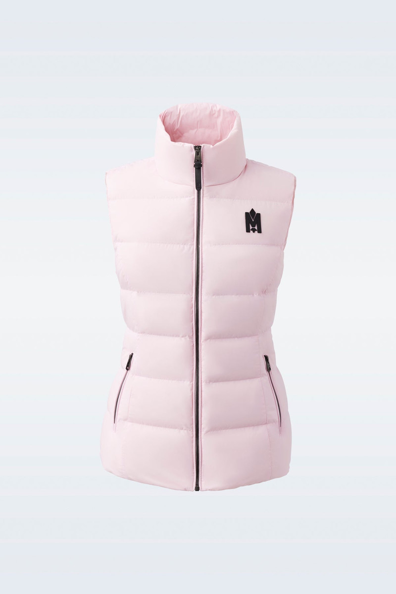 GISELA Stretch light down vest with stand collar 1