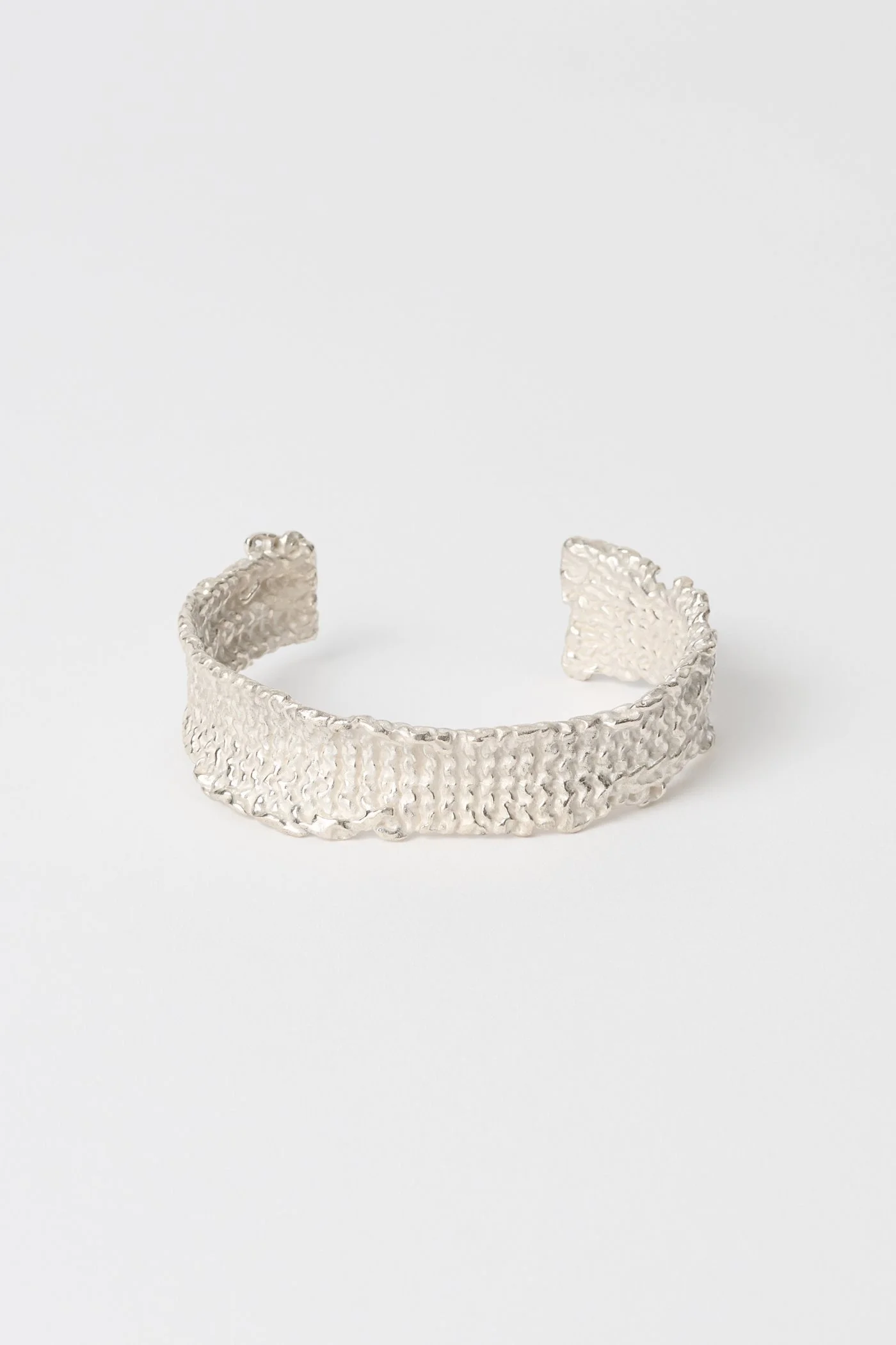 Casted Knit Bangle Frosted White Sterling Silver - 1
