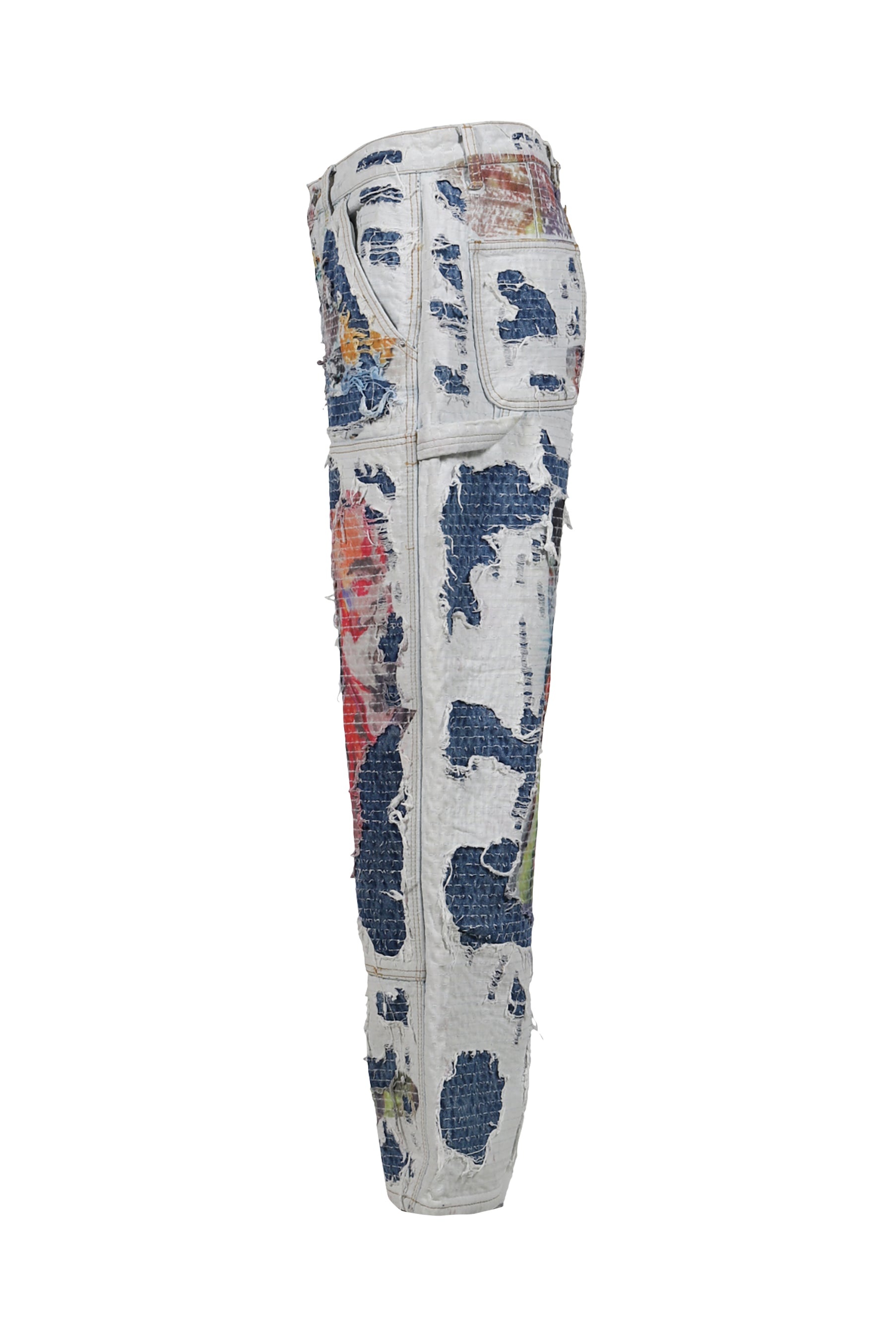 BORO STITCHED DOUBLE KNEE PANT / MULTI - 3